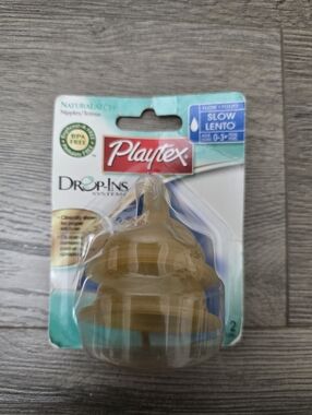 Playtex Slow Drop Ins 0-3 Month Natural Latch Bottle Nipples 2 Pack NWT
